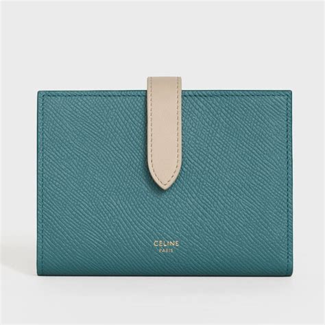 Celine Bicolour Medium Strap Wallet In Grained Calfskin